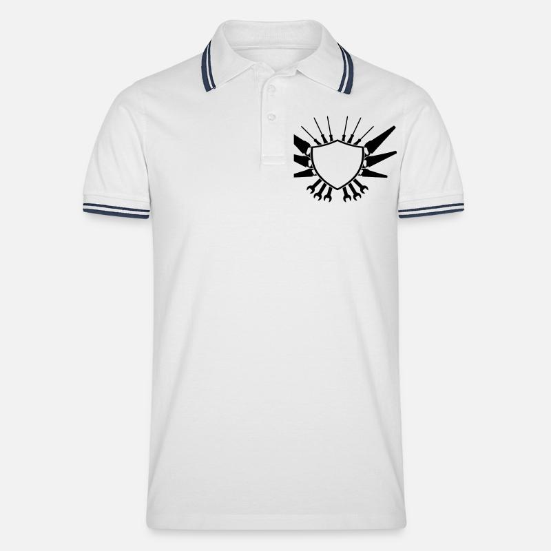 Craftsman Shield Logo - Männer Tipped Poloshirt - Weiß/Navy