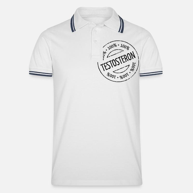 100% Testosteron - Männer Tipped Poloshirt - Weiß/Navy