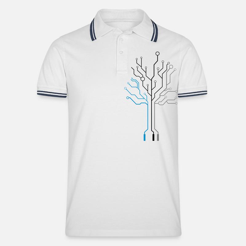 cyber_symbol_2 - Männer Tipped Poloshirt - Weiß/Navy