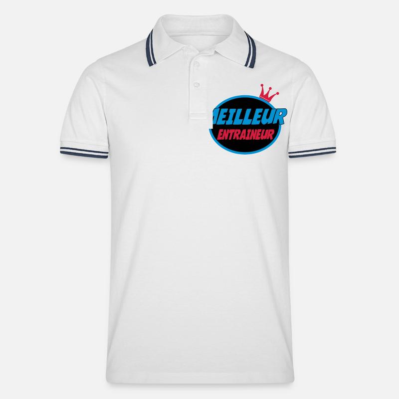BESTER COACH - Männer Tipped Poloshirt - Weiß/Navy