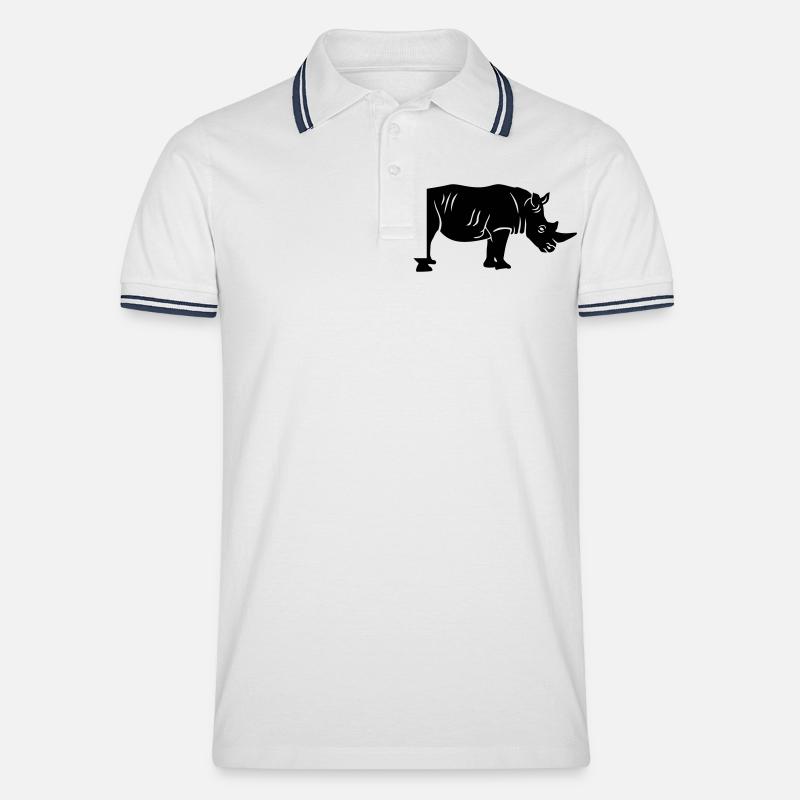Nashorn - Männer Tipped Poloshirt - Weiß/Navy