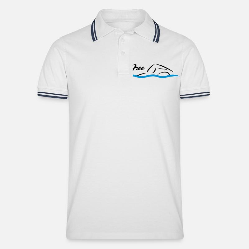 Freistil Schwimmen - Männer Tipped Poloshirt - Weiß/Navy