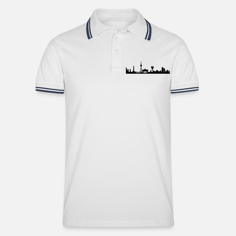 Berlin Classic - Männer Tipped Poloshirt - Weiß/Navy