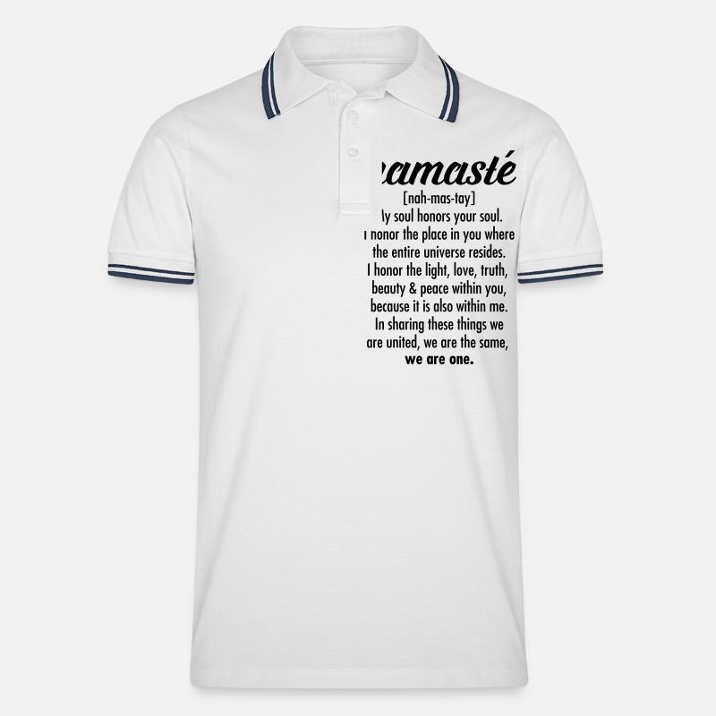 Namasté - Männer Tipped Poloshirt - Weiß/Navy