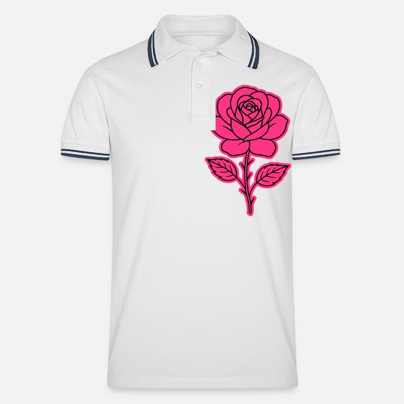 Rose Kontur - Männer Tipped Poloshirt - Weiß/Navy