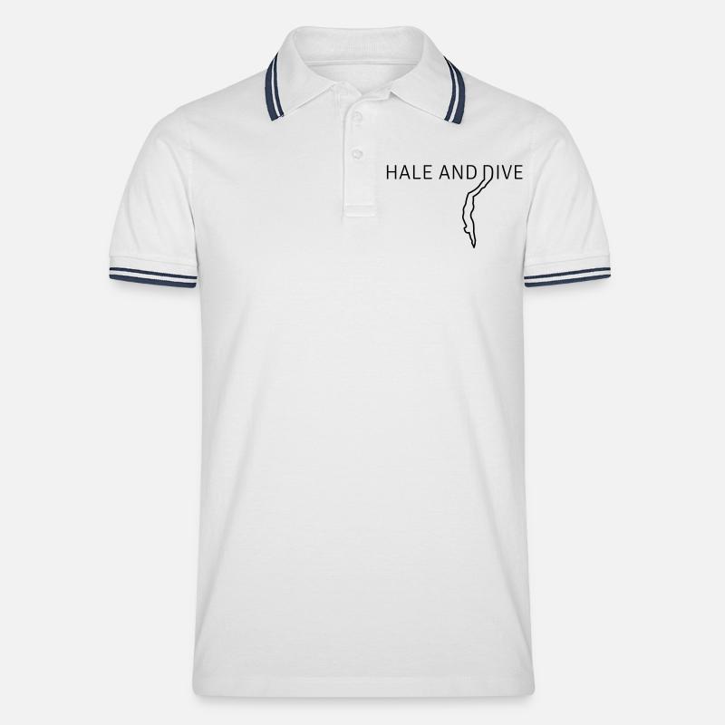Inhale and Dive - Männer Tipped Poloshirt - Weiß/Navy