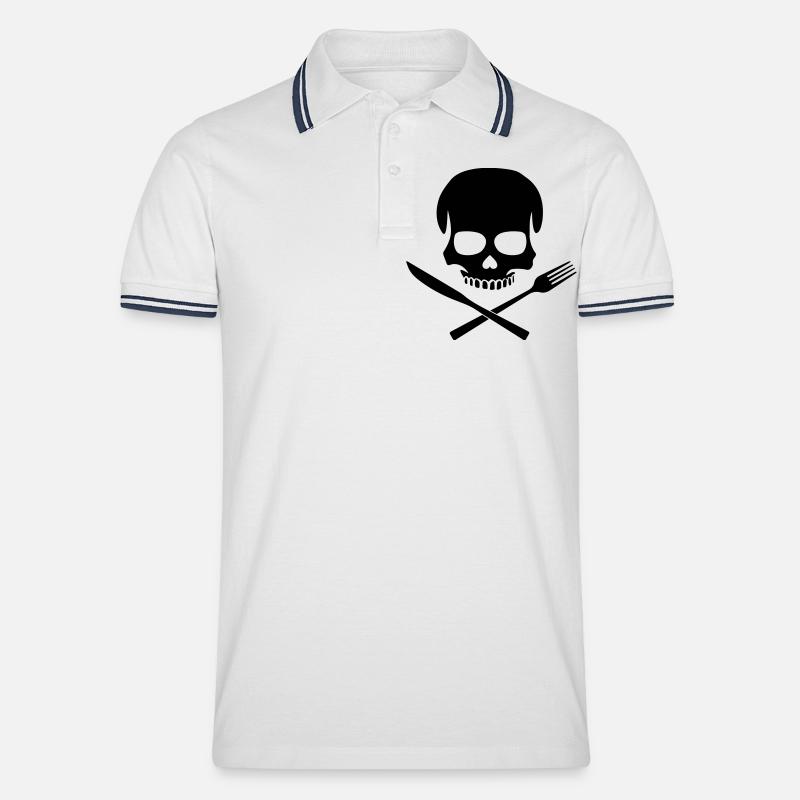 Kitchen Skull - Männer Tipped Poloshirt - Weiß/Navy