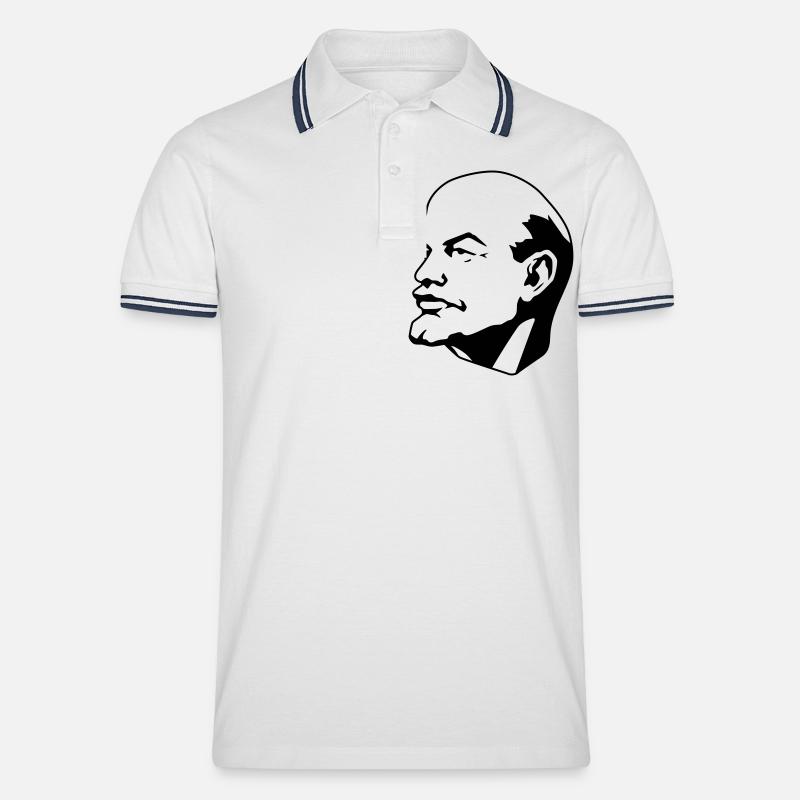 Lenin - Männer Tipped Poloshirt - Weiß/Navy