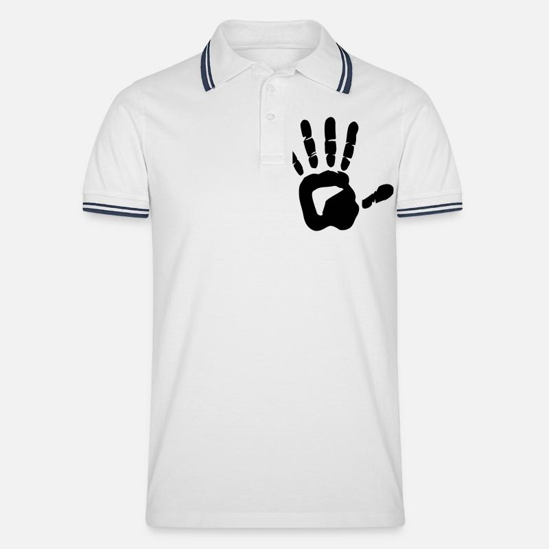 Hand - Männer Tipped Poloshirt - Weiß/Navy