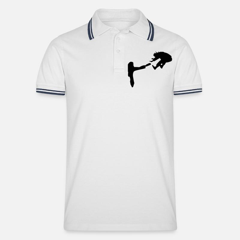 Kampf - Männer Tipped Poloshirt - Weiß/Navy