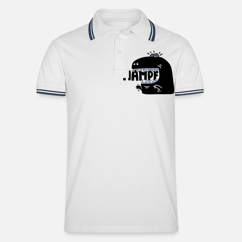 Super hungriger Mampf-T-Rex! - Männer Tipped Poloshirt - Weiß/Navy