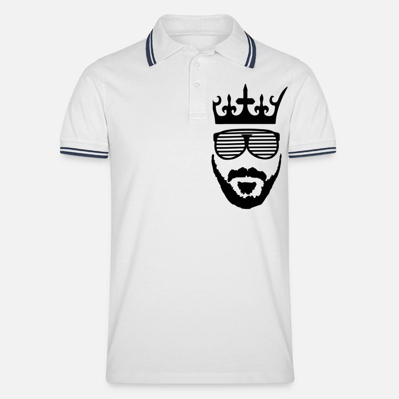 king_01 - Männer Tipped Poloshirt - Weiß/Navy
