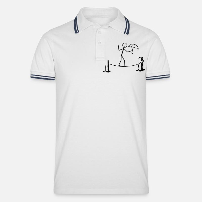 Slackline - Männer Tipped Poloshirt - Weiß/Navy