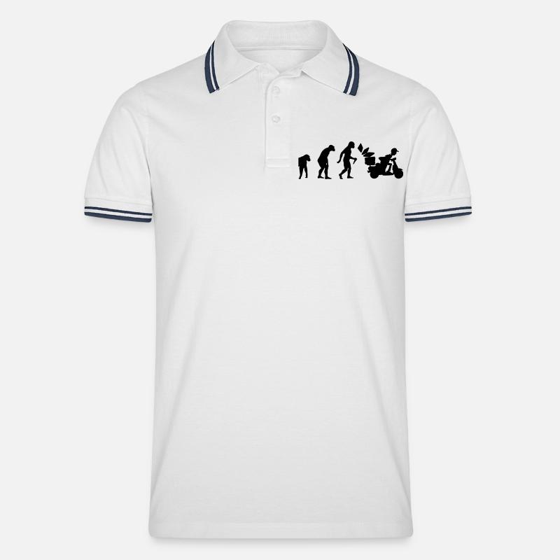 Pizza Delivery Man Evolution - Männer Tipped Poloshirt - Weiß/Navy