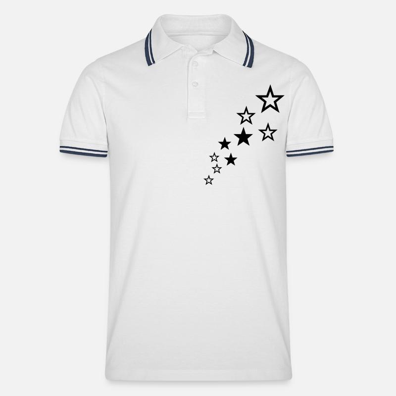 sterne - Männer Tipped Poloshirt - Weiß/Navy