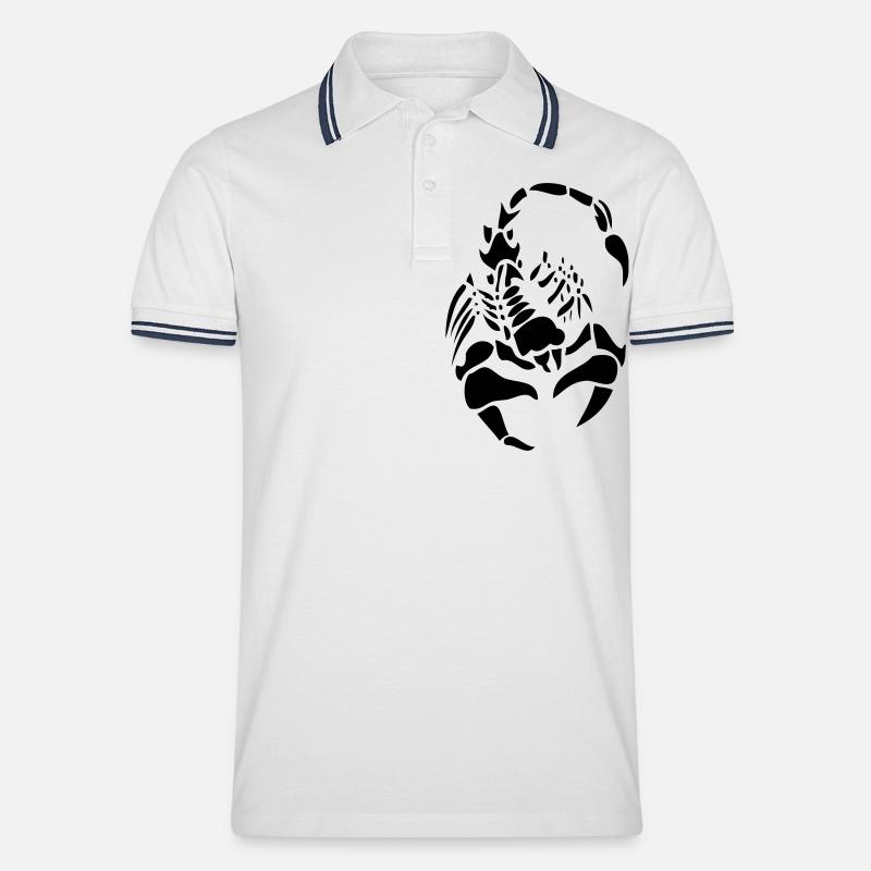skorpion schwarz - Männer Tipped Poloshirt - Weiß/Navy