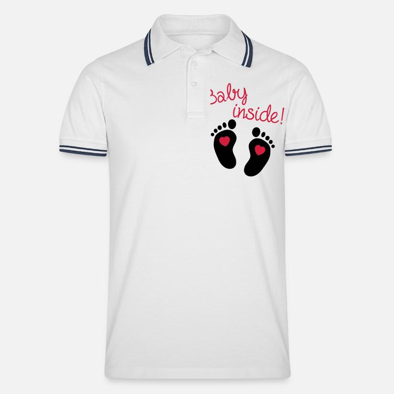 Baby Inside - Männer Tipped Poloshirt - Weiß/Navy