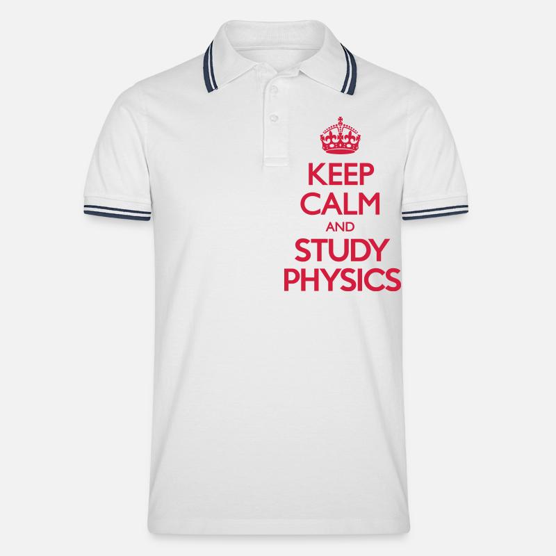 Keep Calm and Study Physics - Männer Tipped Poloshirt - Weiß/Navy