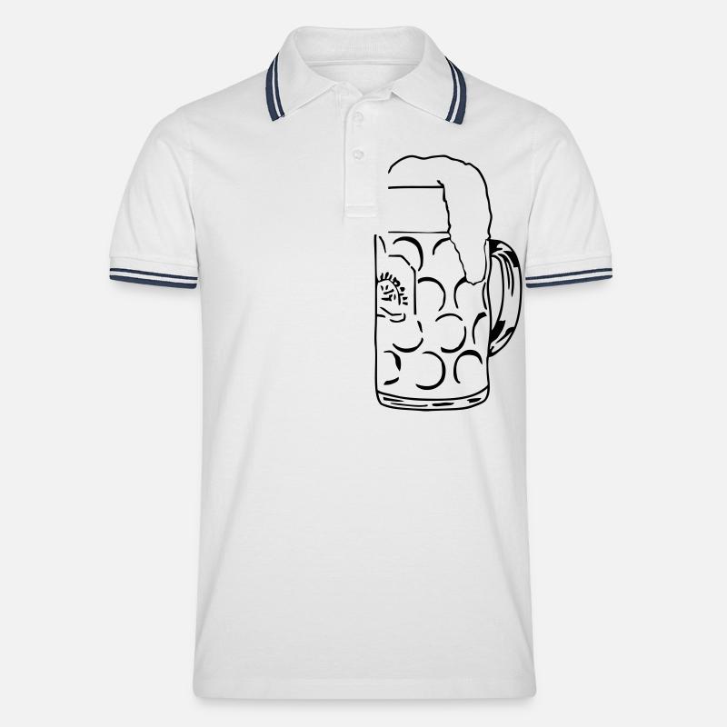 Bier - Männer Tipped Poloshirt - Weiß/Navy