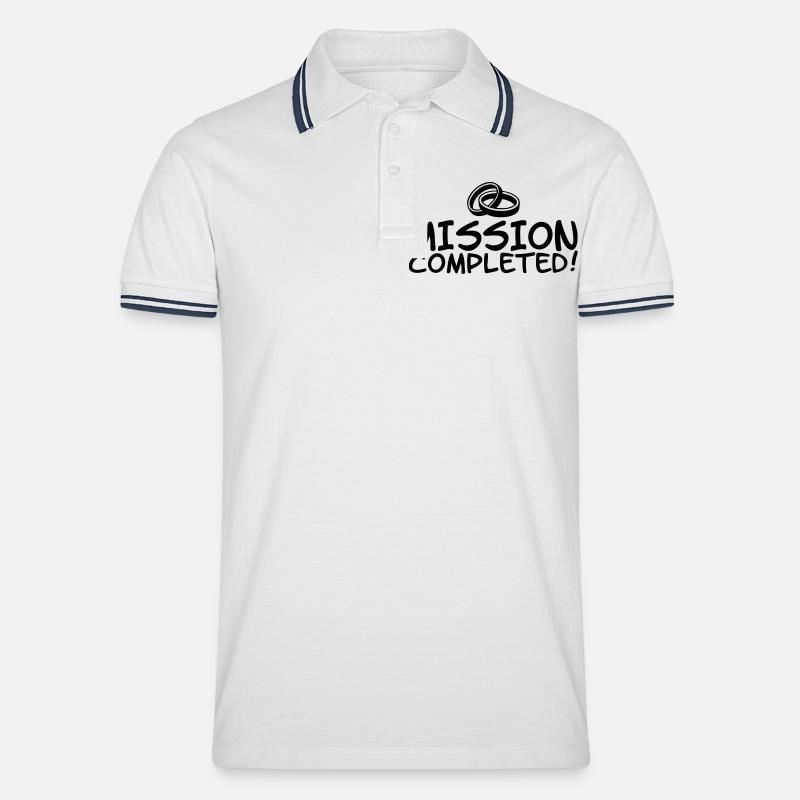 Mission completed - Männer Tipped Poloshirt - Weiß/Navy