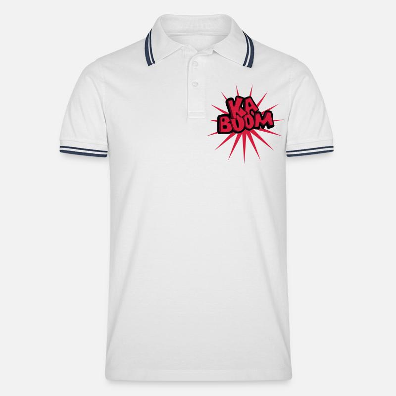 kaboom - Männer Tipped Poloshirt - Weiß/Navy