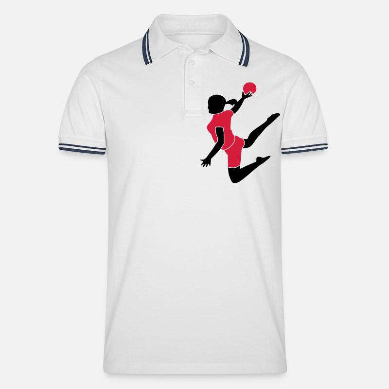 Handballerin 2farbig - Männer Tipped Poloshirt - Weiß/Navy