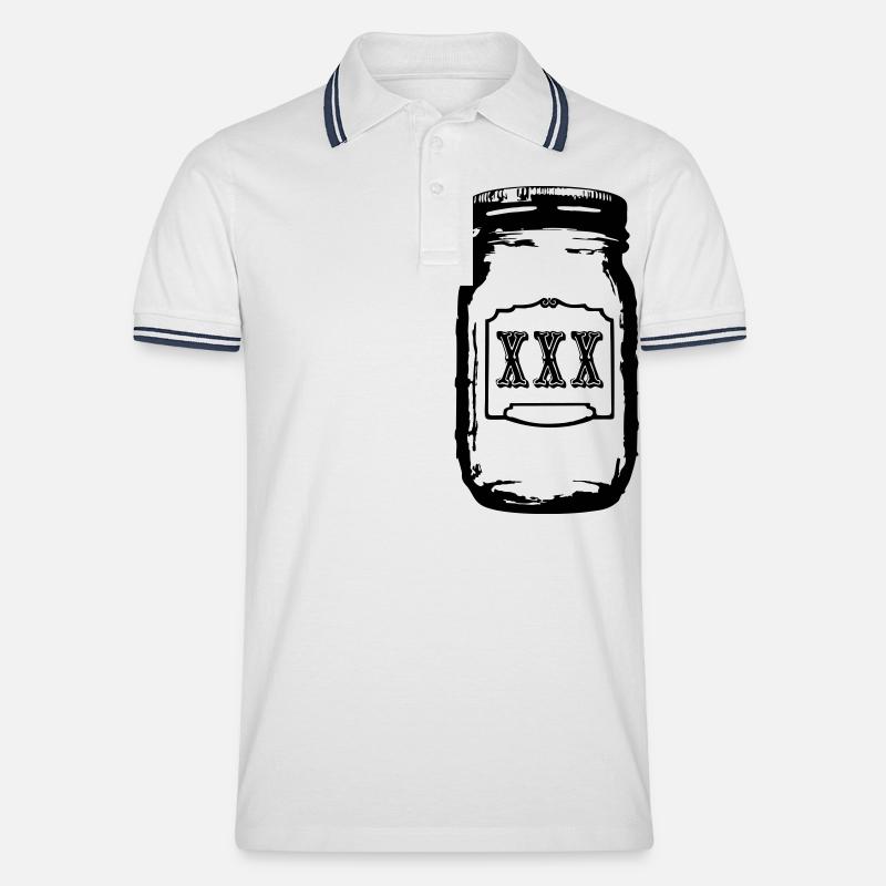 Moonshine im Glas - Männer Tipped Poloshirt - Weiß/Navy
