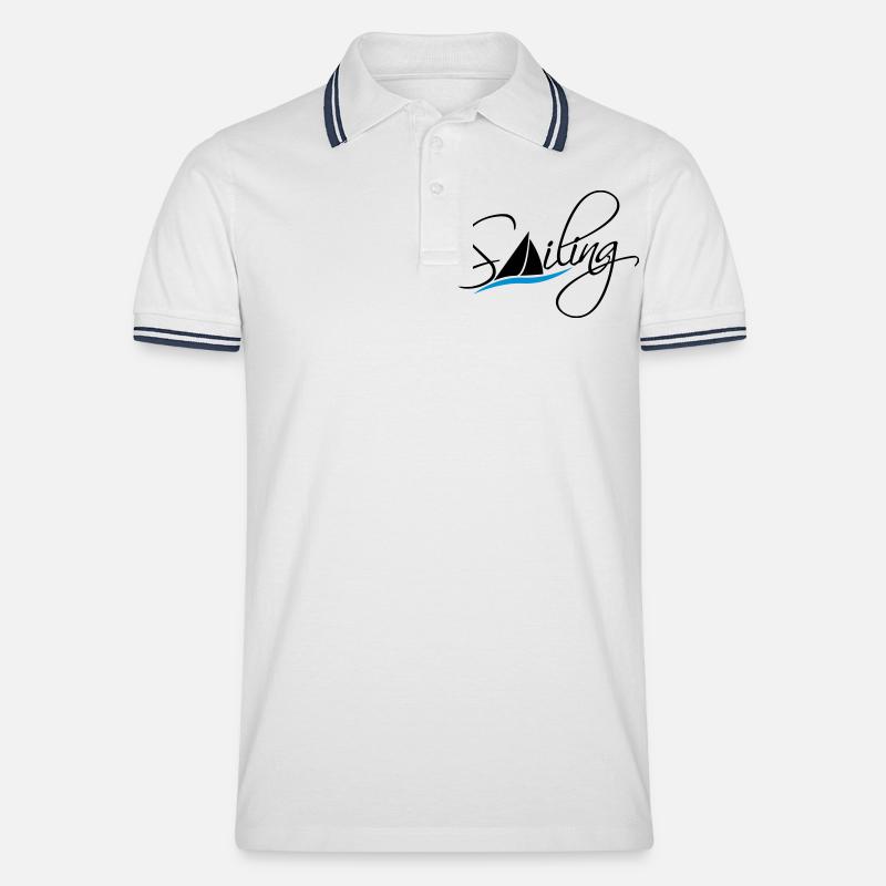 Sailing Logo Design - Männer Tipped Poloshirt - Weiß/Navy