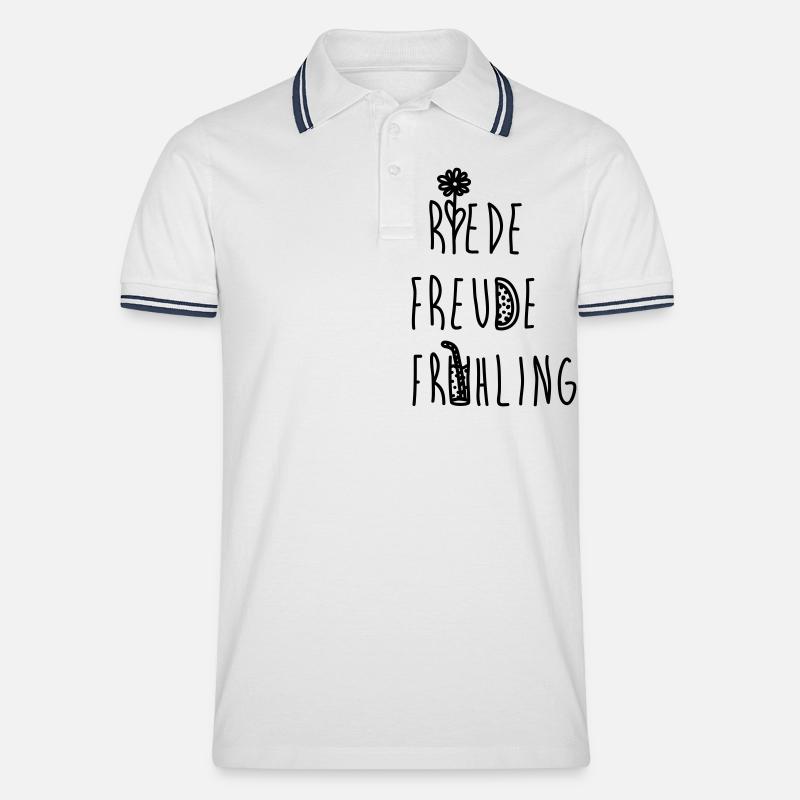 Friede Freude Frühling - Männer Tipped Poloshirt - Weiß/Navy