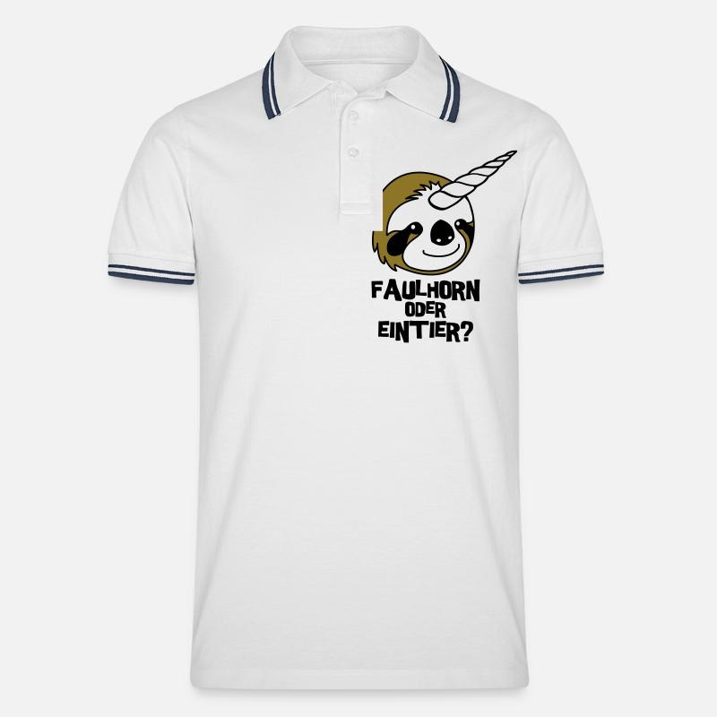 Faulhorn oder Eintier - Männer Tipped Poloshirt - Weiß/Navy