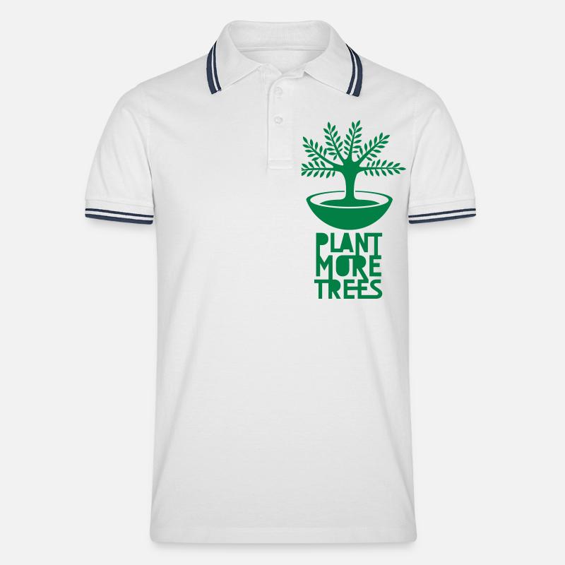 plantmoretrees - Männer Tipped Poloshirt - Weiß/Navy