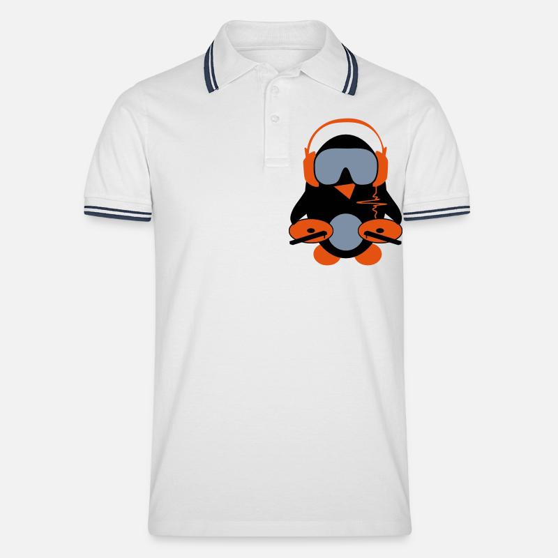 dj penguin - Männer Tipped Poloshirt - Weiß/Navy