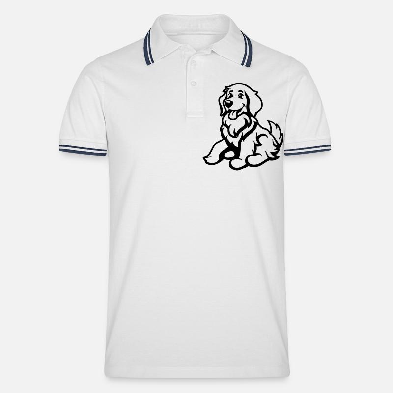hund comic tier - Männer Tipped Poloshirt - Weiß/Navy