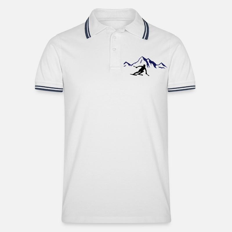 ski berge 02 - Männer Tipped Poloshirt - Weiß/Navy