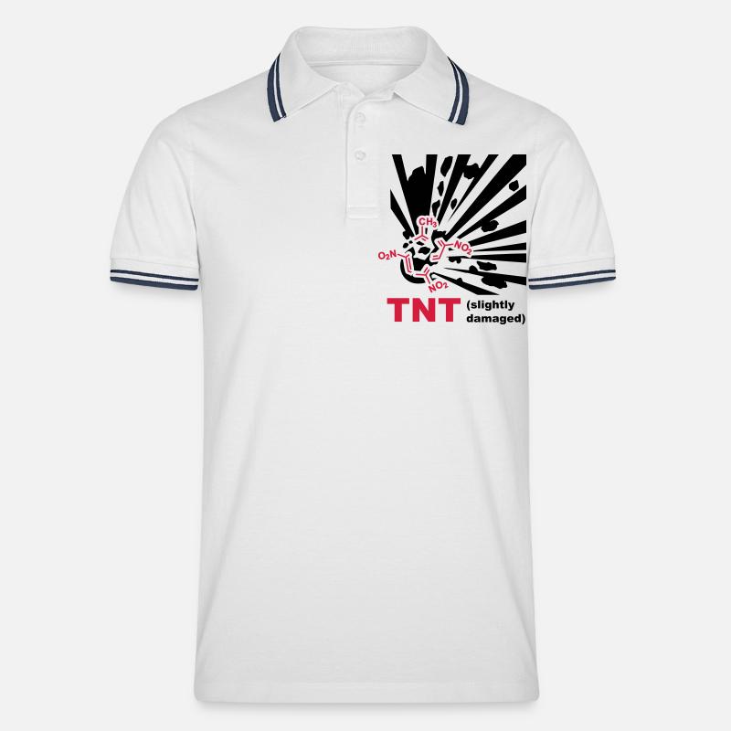TNT - Explosion - Männer Tipped Poloshirt - Weiß/Navy