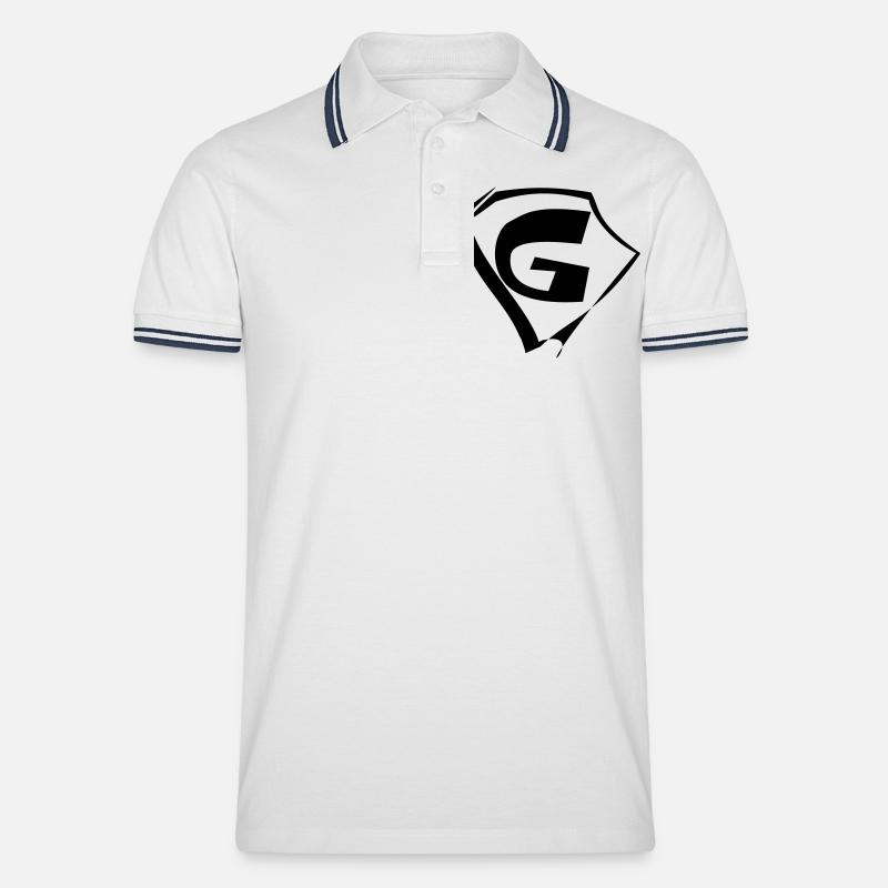 Emblem G Logo - Männer Tipped Poloshirt - Weiß/Navy
