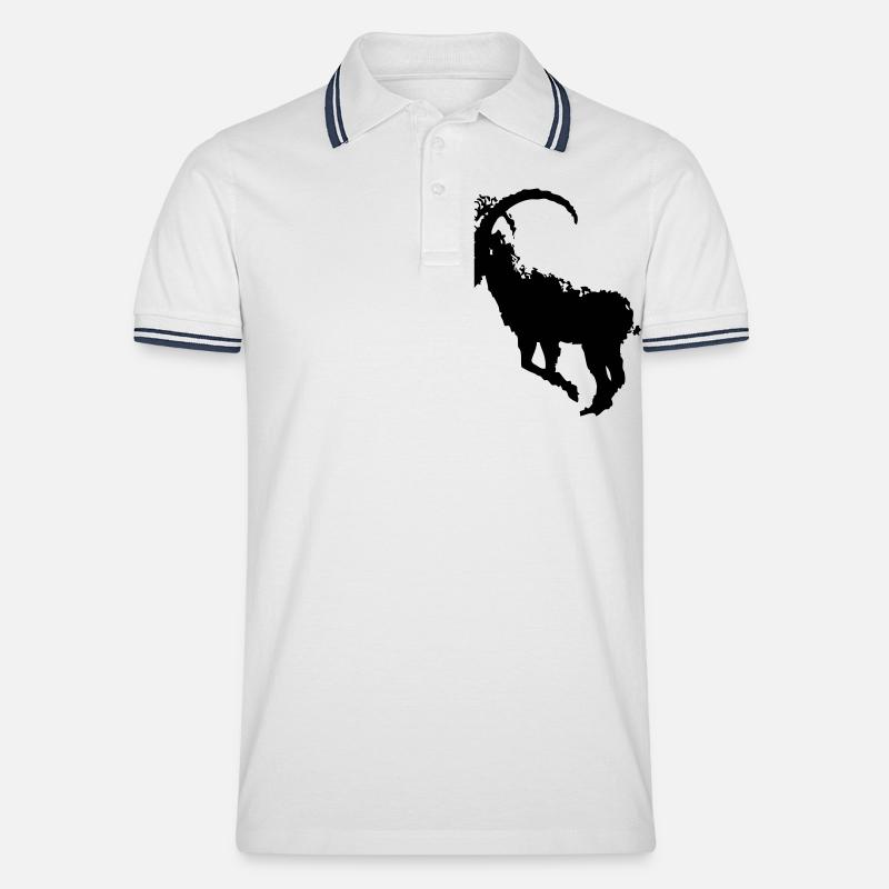 steinbock_sprung - Männer Tipped Poloshirt - Weiß/Navy
