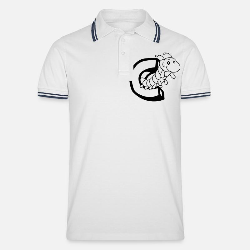 chenille chenille insecte mille-pattes lettre C le - Polo tipped Homme - blanc/marine