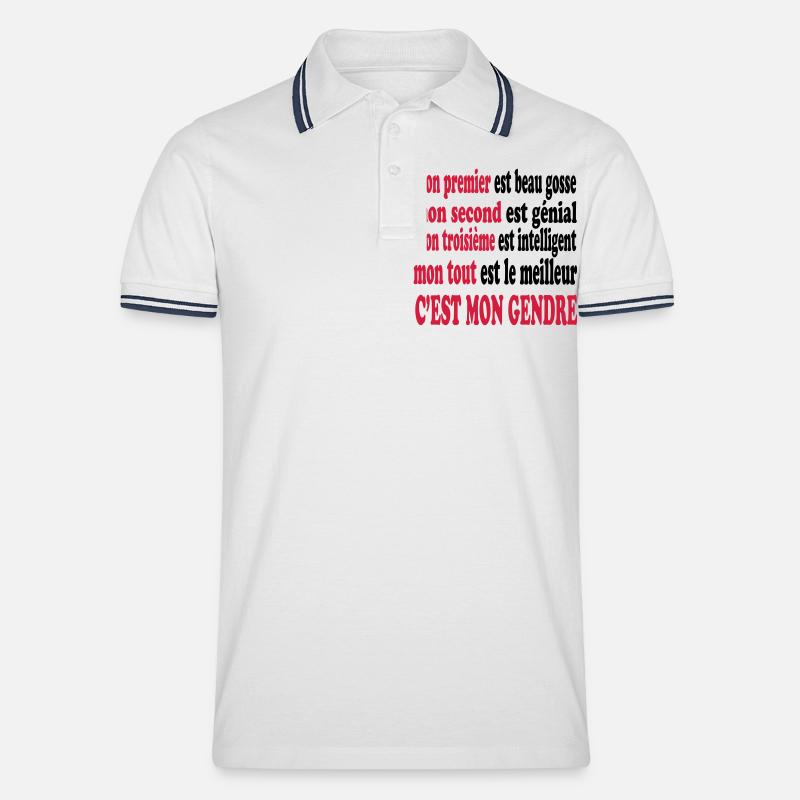 Mein GENDRE ist wunderschön - Männer Tipped Poloshirt - Weiß/Navy