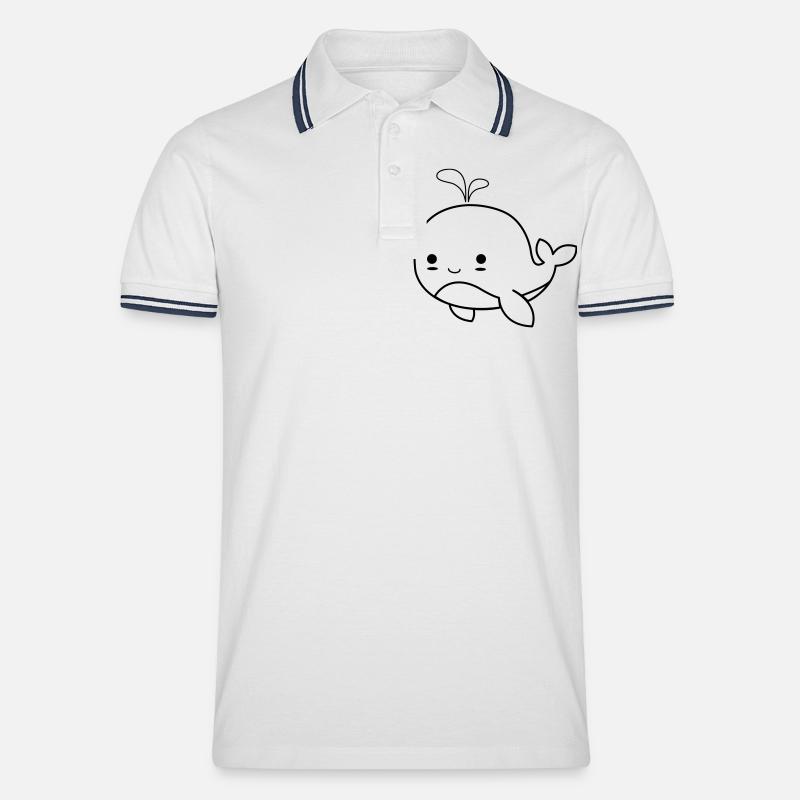 baby wal 01 - Männer Tipped Poloshirt - Weiß/Navy