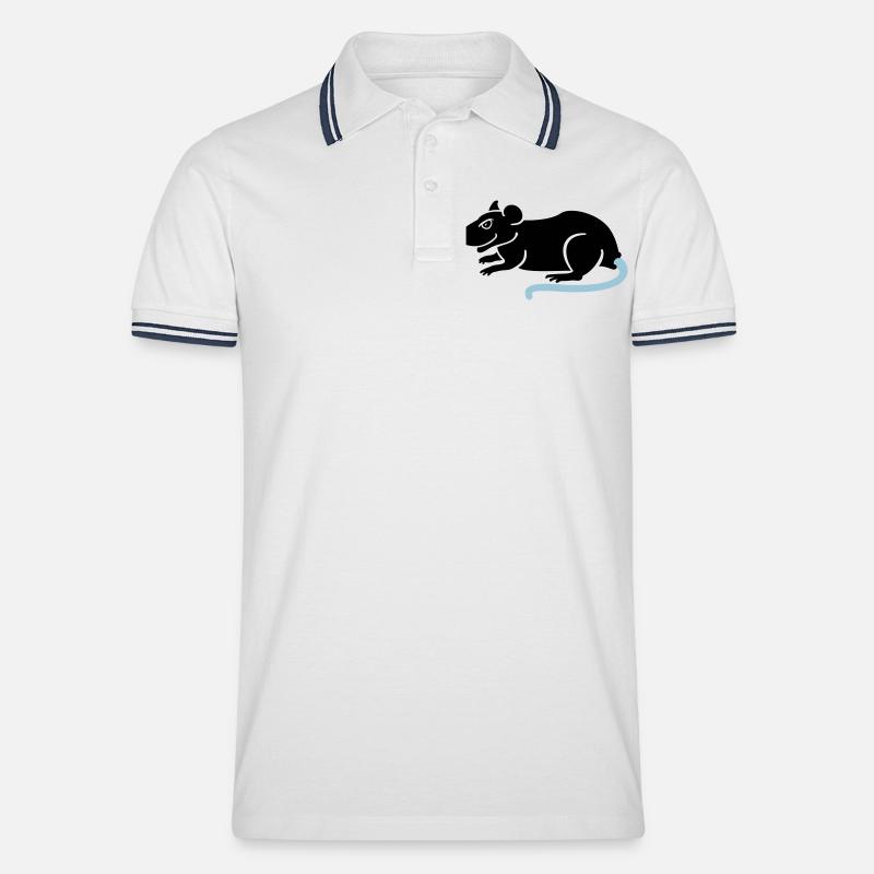 Ratte / rat (2c) - Männer Tipped Poloshirt - Weiß/Navy