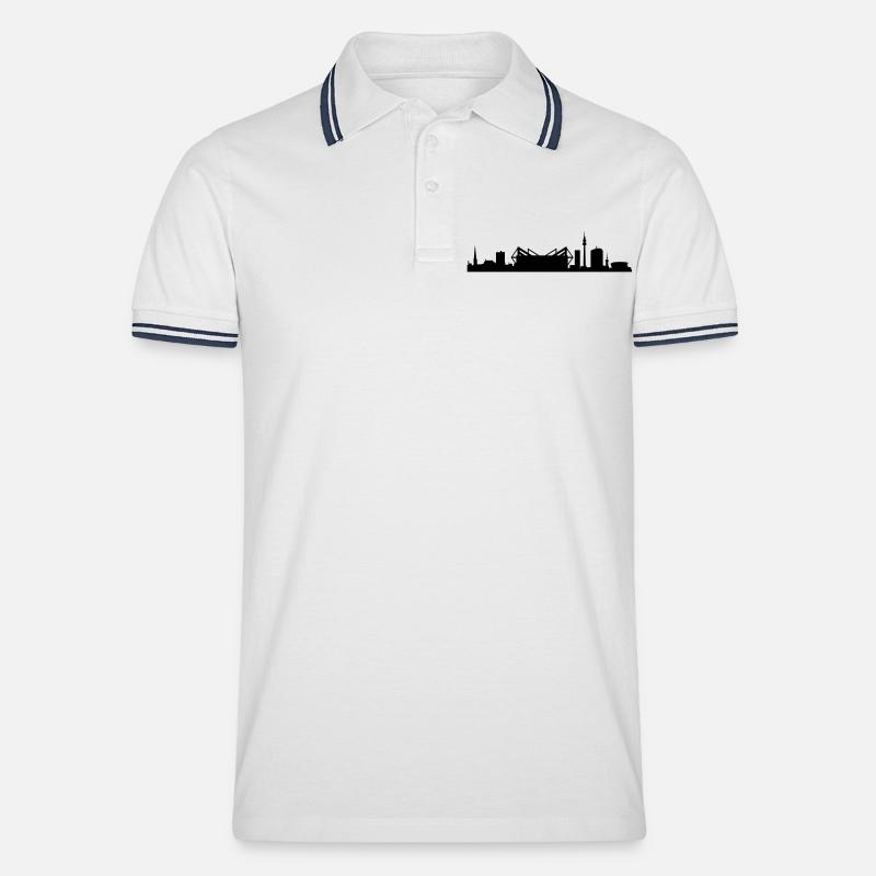 Skyline - Dortmund - Männer Tipped Poloshirt - Weiß/Navy