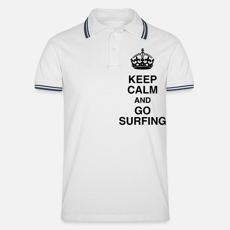 Surfen / Surfer / Surf / Surfing / Strand - Männer Tipped Poloshirt - Weiß/Navy
