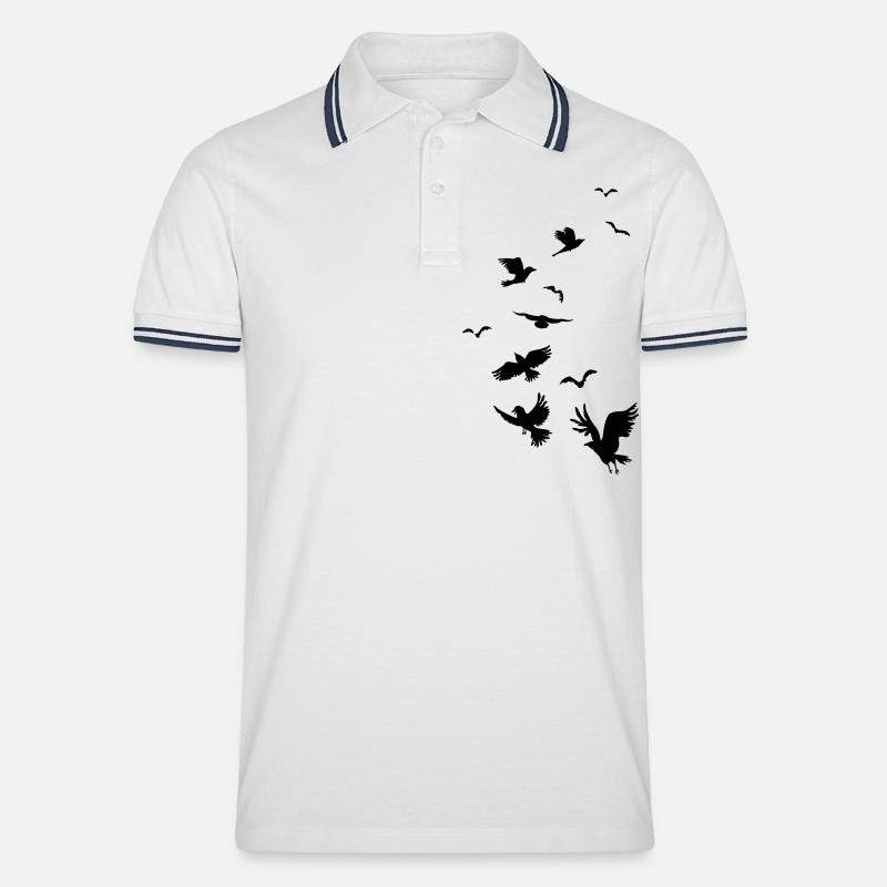 Aufbruch der Raben - Männer Tipped Poloshirt - Weiß/Navy
