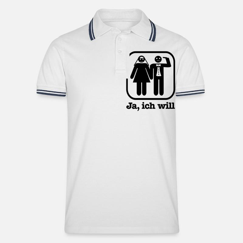 Ja, ich will - Männer Tipped Poloshirt - Weiß/Navy