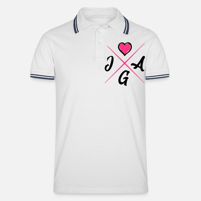 jga design herz - Männer Tipped Poloshirt - Weiß/Navy