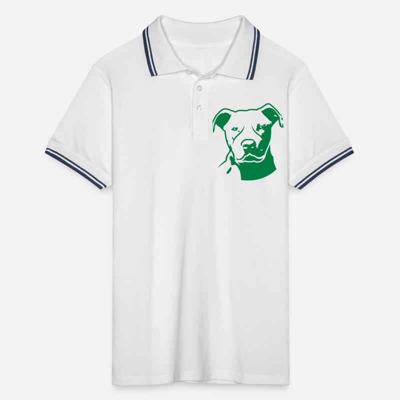 pitbull_head_front Men's Tipped Polo Shirt