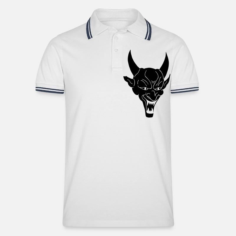 Devil - Männer Tipped Poloshirt - Weiß/Navy