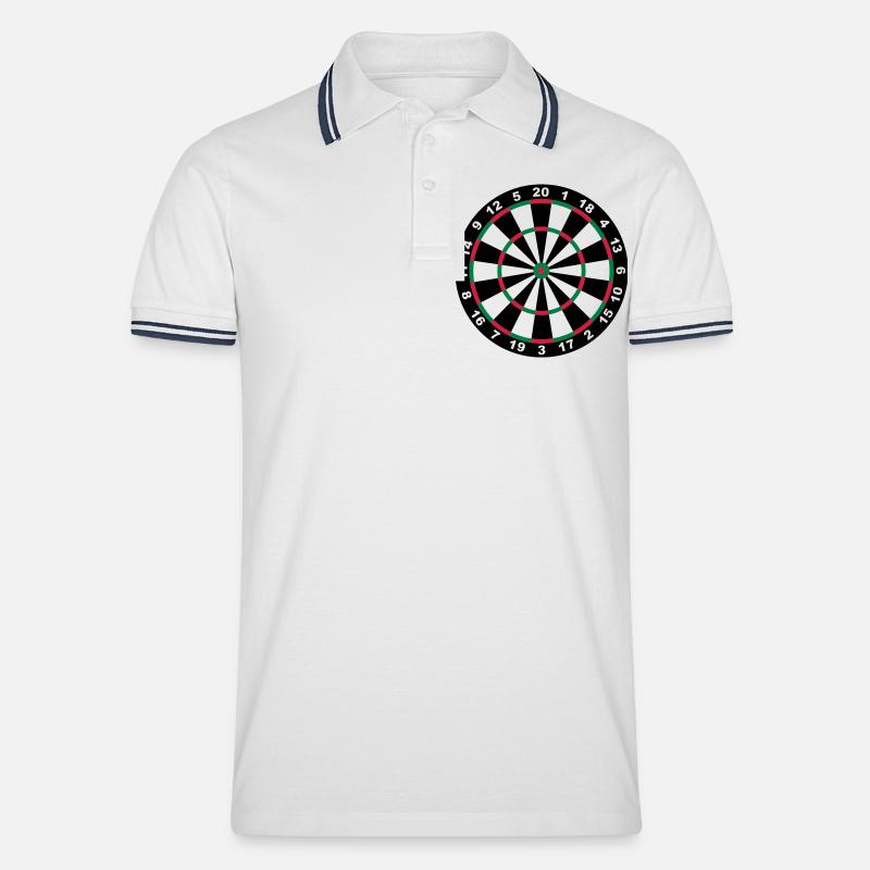 Dartscheibe - Männer Tipped Poloshirt - Weiß/Navy
