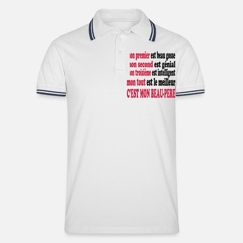 Mon Beau Père est beau - Polo tipped Homme - blanc/marine